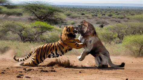 tiger vs lion fight